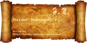 Haider Napsugár névjegykártya